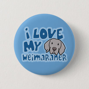Kawaii I Liebe mein Weimaraner Button
