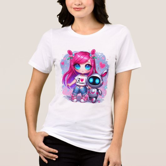 🤖 Kawaii I Liebe My Ai Chatbot Niedlich BESTE FRE Tri-Blend Shirt (Vorderseite)
