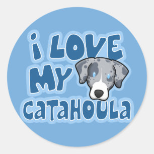 Kawaii I Liebe My Catahoula Runder Aufkleber