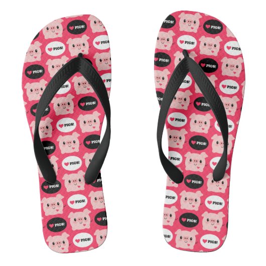 Kawaii-I-Liebe Schweine Badesandalen (Fußbett)