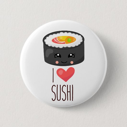 Kawaii I Liebe Sushi Button (Vorderseite)