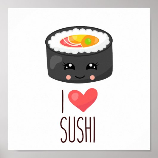 Kawaii I Liebe Sushi Poster (Vorne)