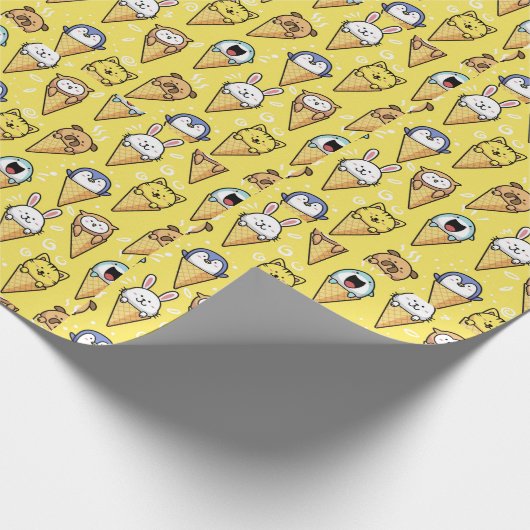 Kawaii Ice Cream Animals Wrapping Paper Geschenkpapier (Ecke)