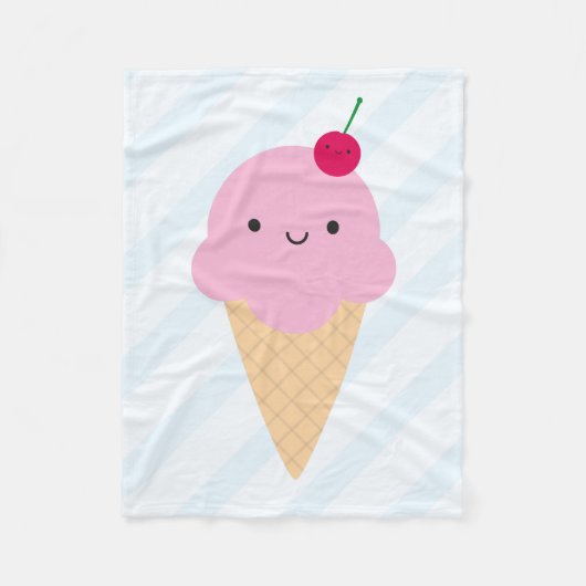 Kawaii Ice Cream Cone Fleecedecke (Vorderseite)