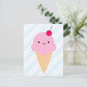 Kawaii Ice Cream Cone Postkarte (Stehend Vorderseite)
