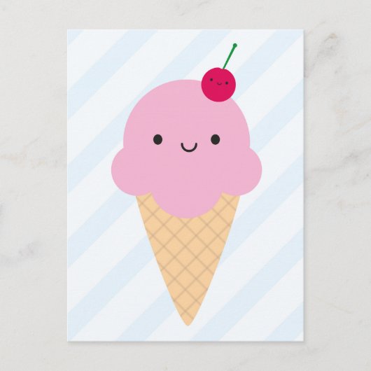 Kawaii Ice Cream Cone Postkarte (Vorderseite)