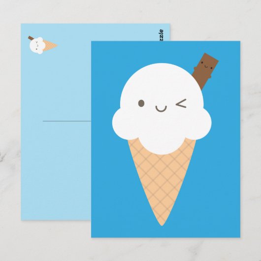 Kawaii Ice Cream Cone Postkarte (Vorne/Hinten)
