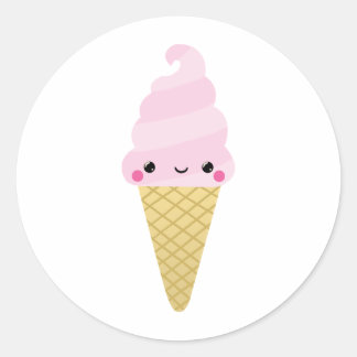 Kawaii Ice Cream Cone Runder Aufkleber