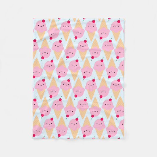 Kawaii Ice Cream Cones Fleecedecke (Vorderseite)