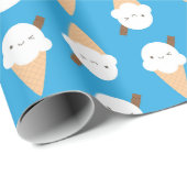 Kawaii Ice Cream Cones Geschenkpapier (Rolleneckpunkt)