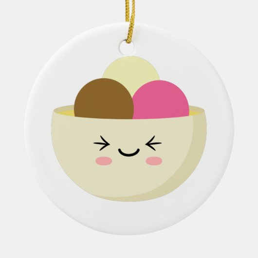 Kawaii Ice Cream Keramik Ornament (Vorne)