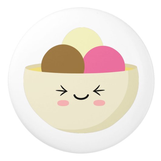 Kawaii Ice Cream Keramikknauf (Vorderseite)