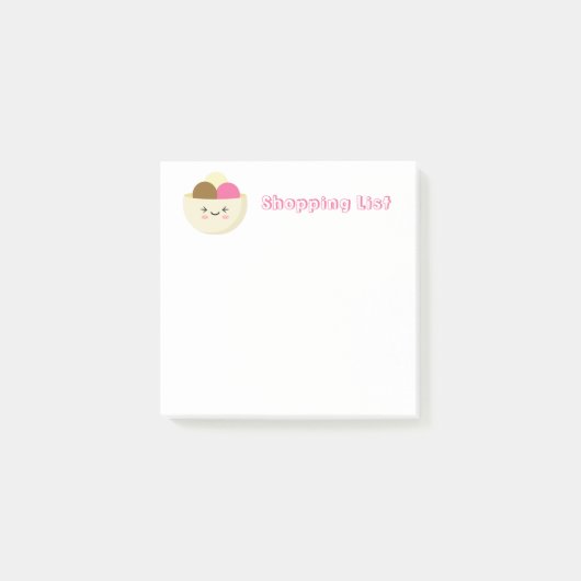 Kawaii Ice Cream Post-it Klebezettel (Vorderseite)