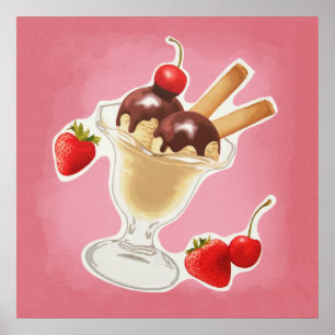 Kawaii ice-cream poster