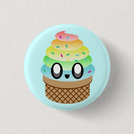 KAWAII ICE CREAM RAINBOW CONE BUTTON BUTTON (Vorderseite)