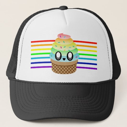 KAWAII ICE CREAM RAINBOW CONE DELICIOUS FABULOUS TRUCKERKAPPE (Vorderseite)