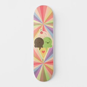 Kawaii Ice Cream Rainbow Skateboard