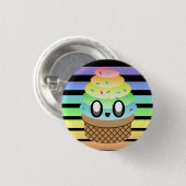 KAWAII ICE CREAM RAINBOW STRIPES BUTTON (Vorne & Hinten)
