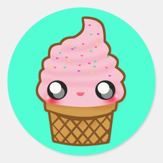 Kawaii Ice Cream Runder Aufkleber (Vorderseite)