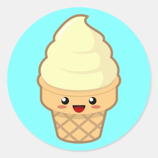 Kawaii Ice Cream Runder Aufkleber (Vorderseite)