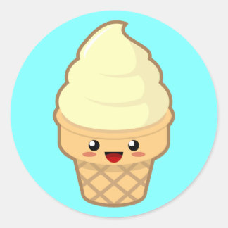 Kawaii Ice Cream Runder Aufkleber