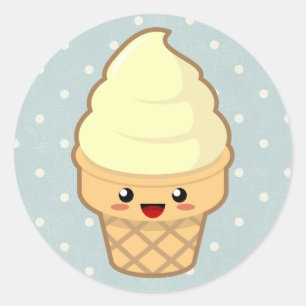 Kawaii Ice Cream Runder Aufkleber