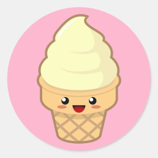 Kawaii Ice Cream Runder Aufkleber (Vorderseite)