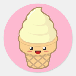Kawaii Ice Cream Runder Aufkleber