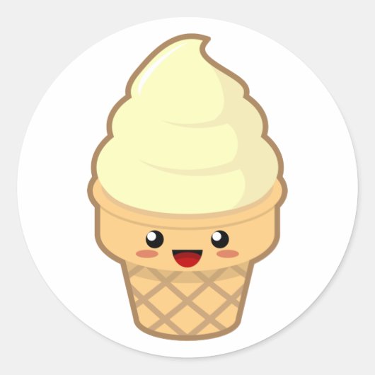 Kawaii Ice Cream Runder Aufkleber (Vorderseite)