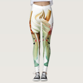 Kawaii Ice Cream Trio Cute Dessert Characters Leggings