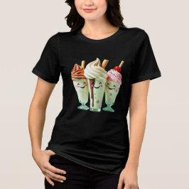 Kawaii Ice Cream Trio Cute Dessert Characters Tri-Blend Shirt