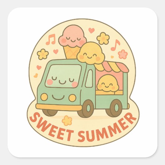 Kawaii Ice Cream Truck Sweet Summer Sticker (Vorderseite)