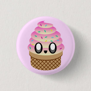 KAWAII ICE CREAM TUTTI FRUTTI CONE BUTTON BUTTON