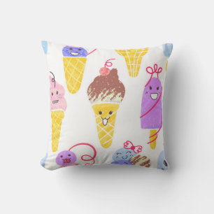 Kawaii Ice Creams Muster, Kawaii Character Ice Cr Kissen
