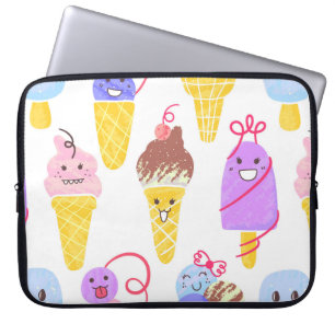 Kawaii Ice Creams Muster, Kawaii Character Ice Cr Laptopschutzhülle