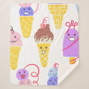 Kawaii Ice Creams Muster, Kawaii Character Ice Cr Sherpadecke