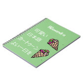 Kawaii Ice Creme Food Arts Monogram Green Notizblock (Linke Seite)