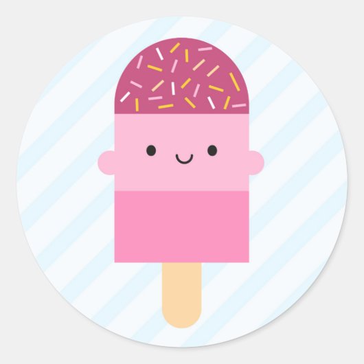 Kawaii Ice Lolly / Popsicle Runder Aufkleber (Vorderseite)