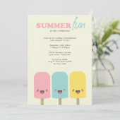 Kawaii Ice Lolly Trio Summer Party Einladungen (Stehend Vorderseite)