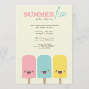 Kawaii Ice Lolly Trio Summer Party Einladungen