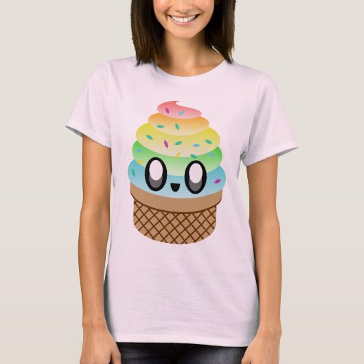 KAWAII ICE RAINBOW CONE SWEET DELICIOUS YAY T-Shirt (Vorderseite)