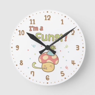 Kawaii Ich bin ein Pilz-Party-Pilz-Raumdeko Runde Wanduhr
