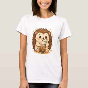 Kawaii Igel mit Iced Coffee - Niedliches Café T-Shirt