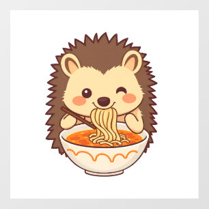 Kawaii-Igel mit Ramen – Niedliches Foodie Fensteraufkleber