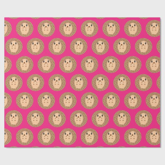 Kawaii Igel Rosa Wrapping Paper Geschenkpapier (Flach)