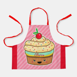Kawaii INDIVIDUELLE NAME Kinder retro All-over Pri Schürze