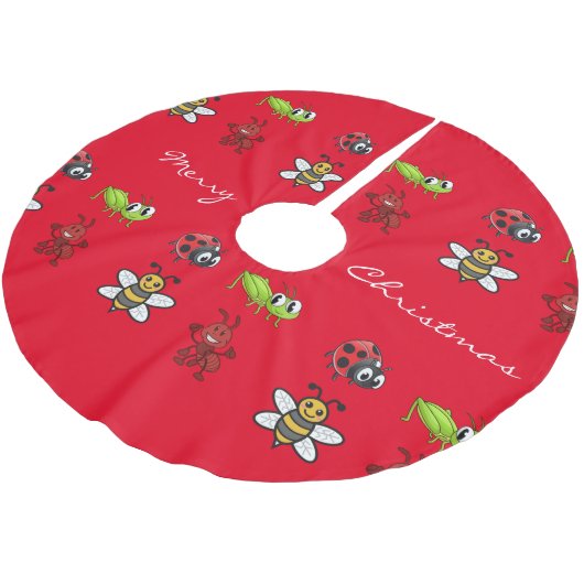 Kawaii Insects Thunder_Cove Polyester Weihnachtsbaumdecke (Schrägansicht)