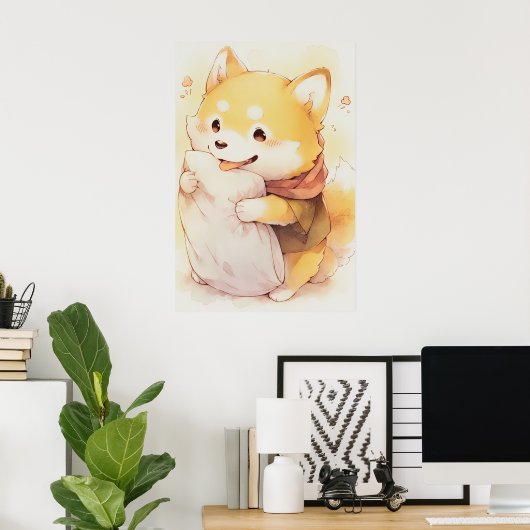 Kawaii Inu Hold Pillow Poster (Heimbüro)