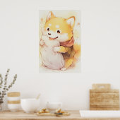Kawaii Inu Hold Pillow Poster (Küche)