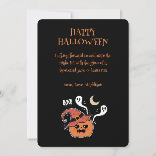 Kawaii Jack O' Lantern Creepy Niedlich Einladung (Rückseite)